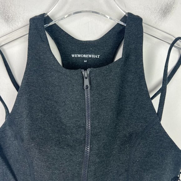 NWT WeWoreWhat Double Strap Zip Up Bra Dark Heather Grey Size Small S NEW - Picture 3 of 13
